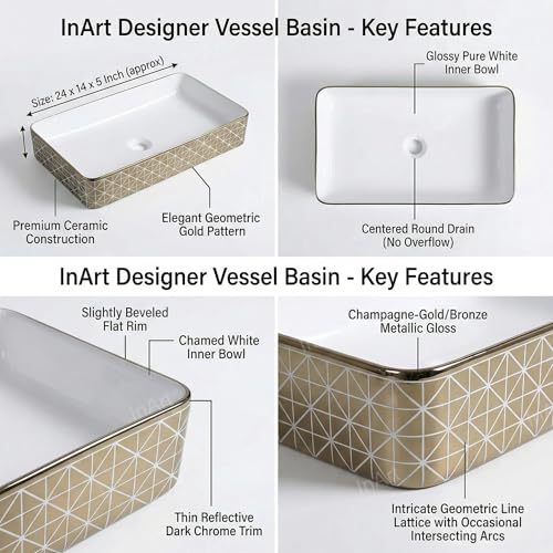 Image of InArt Wash Basin, Gold, Glossy Finish