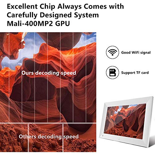Marco De Fotos Digital De 10 Pulgadas, Pantalla LCD IPS De Alta Definición, Conexión WiFi, 16 GB De Almacenamiento, Rotación Automática Y Compatible con Tarjetas Mic