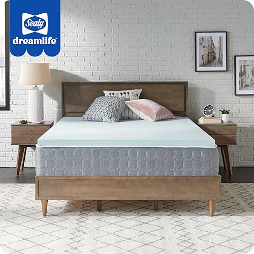 Sealy Dreamlife 1.5” Gel Memory Foam Queen Mattress Topper with SealyComfort Gel Foam, 1 Year Limited Warranty, Made in The USA - Thumbnail 2