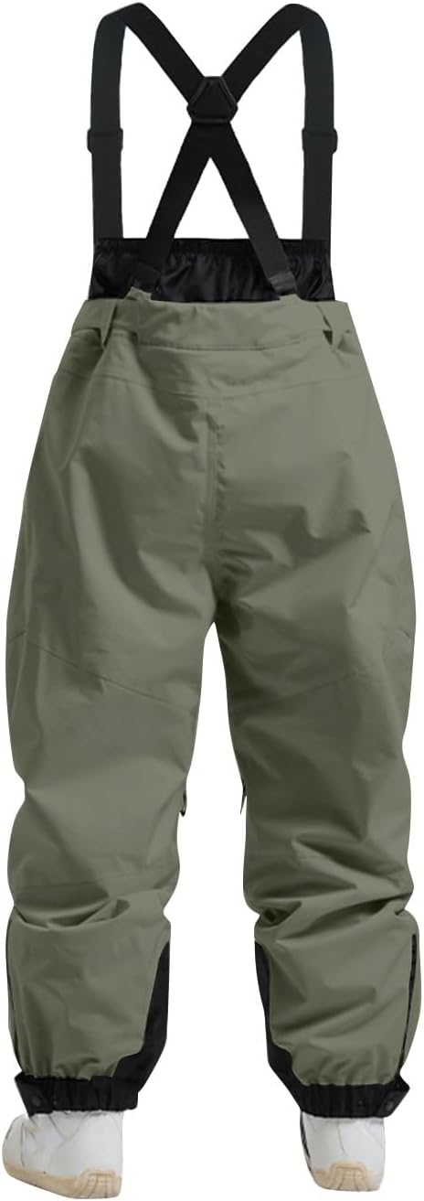 Insulated Bib Overalls Men Winter Waterproof Baggy Ski Pants Insulated Snowboarding Pants with Suspenders Snow Suit
