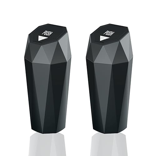 Miniatura 6 de Basurero para automóvil con tapa, diseño de mini diamante, papelera portátil automática, utilizada en el automóvil, hogar, oficina, cocina,