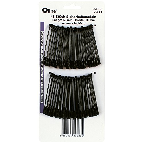 Yline 48 imperdibles grandes y grandes, color negro, 60 mm, 2933