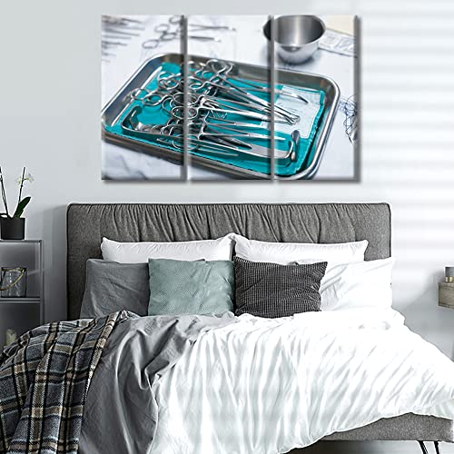 Image of TUMOVO 3 Pieces Medical Instrument Poster Home Decor Medical background Modern Artwork Medical Examination Wall Art for Living Room Stretched and Framed Ready to Hang (36 inch Wx24 H)