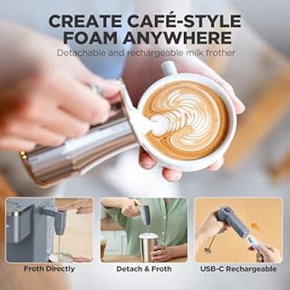 Tastyle Single Serve Coffee Maker with Built-in Detachable Milk Frother, Iced and Hot Coffee Machine for K Cup & Grounds, 40oz Removable Water Reservoir, 6 Cup Sizes, Fits 7.3" Travel Mug, Gray