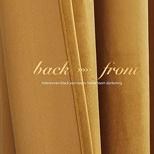 Nicetown Gold Brown Velvet Textured Curtain Panels, Media Movie Theater Room Decor For Living Room, Classic Velvet Woven Home Decor Grommet Top Drapes For Kid's Room (1 Pair, W52 X L84 Inches) #TOP2
