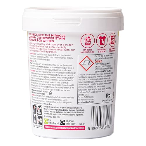Image of The Pink Stuff Miracle Laundry Oxi Powder Stain Remover for Whites, 35.2 Oz