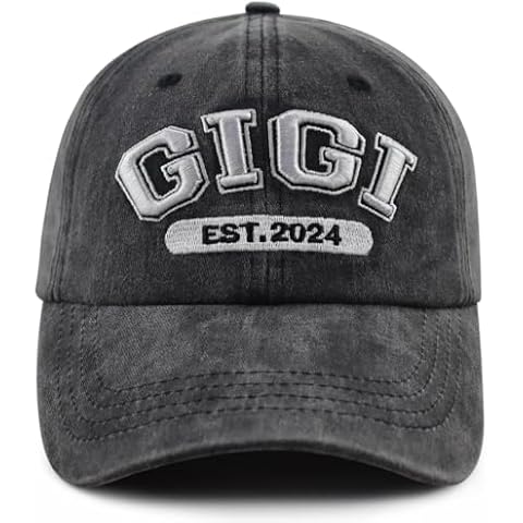 Gigi Gifts for Grandma, Funny 3D Embroidered Gigi Est 2024 Hat, Adjustable Cotton Best Grandma Ever Baseball Cap, Mothers Day Retirement Christmas Birthday Gifts for Grandma Mom Nana Mimi Women Friend Cover