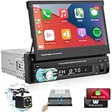 Apple Carplay Single Din Car Stereo with Android Auto,podofo 7‘’ Foldable HD Touchscreen Car Radio S