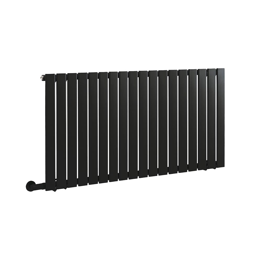 Milano Black Alpha 1000W Horizontal Single Flat Panel Electric Radiator - 635Mm X 1190Mm