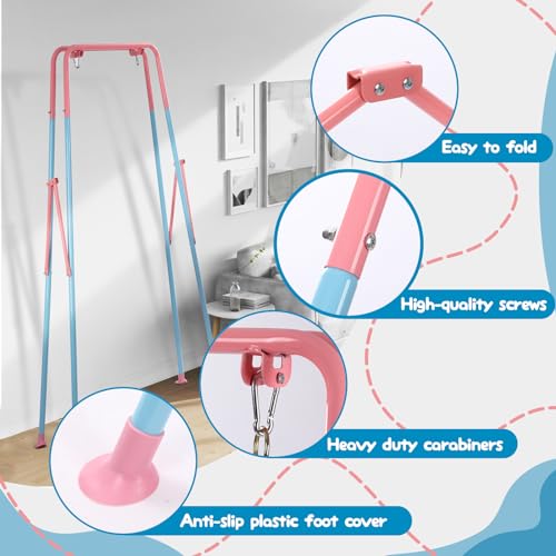 2 in 1 Toddler Swing & Jumper, Swing Set for Indoor/Outdoor, Baby Jumpers and Bouncers, Easy to Assemble & Store, Suitable for Aged 6 Months to 10 Years Old (Pink) - Image 5