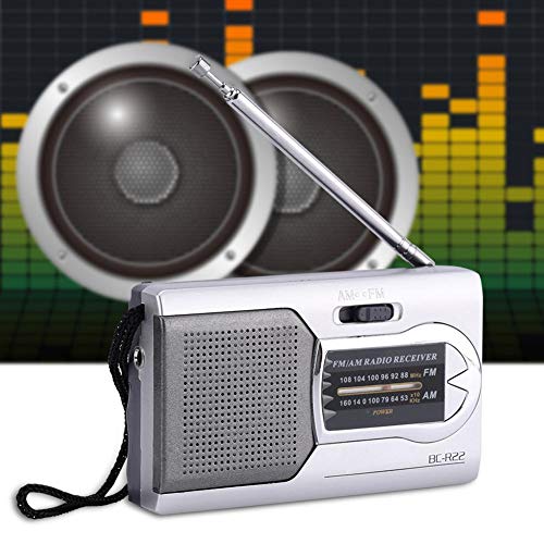 AM/FM Radio, Universal Slim AM/FM Mini Radio Portable Stereo Speakers Receiver Music Player Silver - Image 4