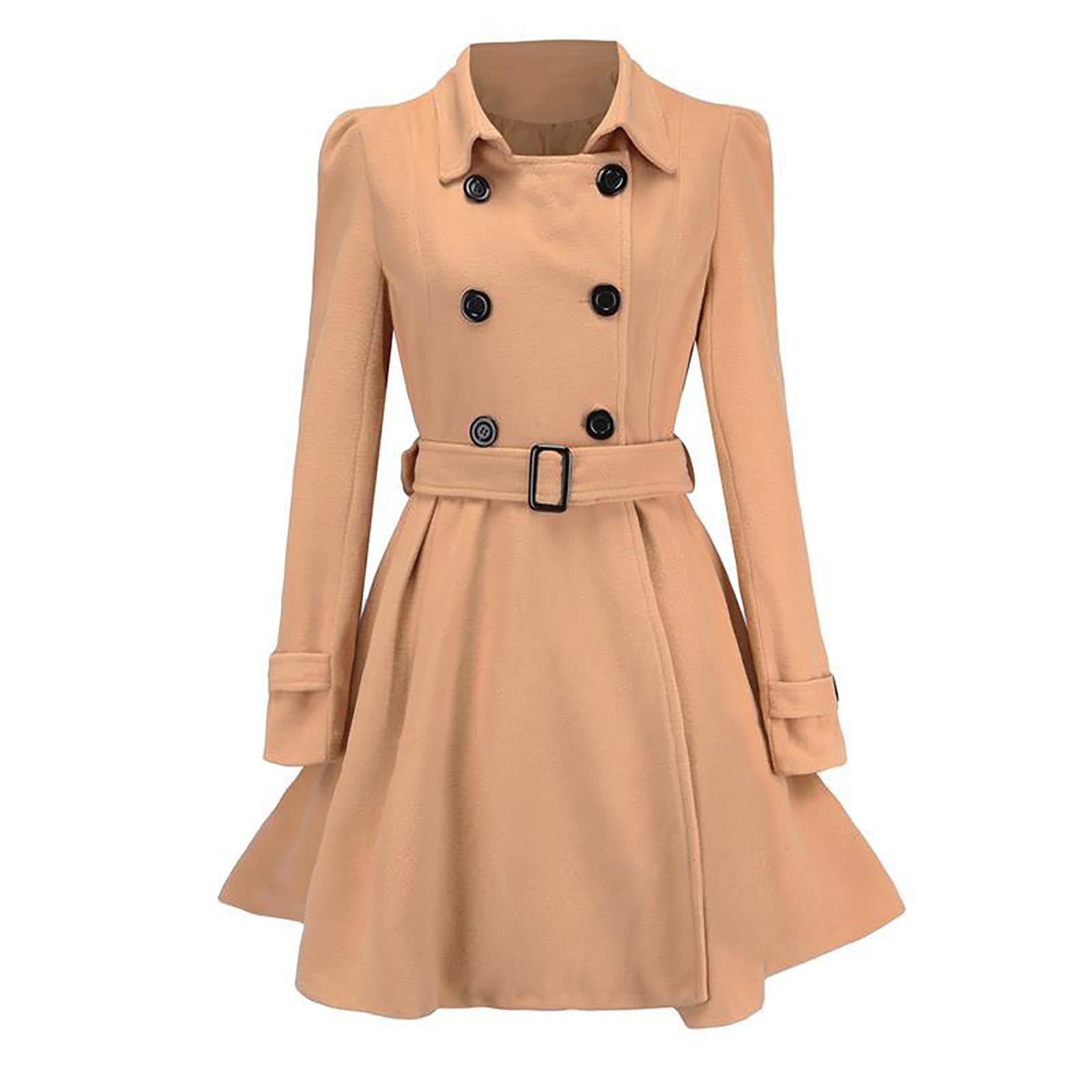 Trenchcoat Damen Lang Mantel Winddicht Übergangsjacke Elegant Frühlingsmantel Mit Knöpfen Jacken Mit Gürtel Slim Fit Wintermantel Locker Übergangsmantel Revers Damen-Mäntel Einfarbig Aufdruck