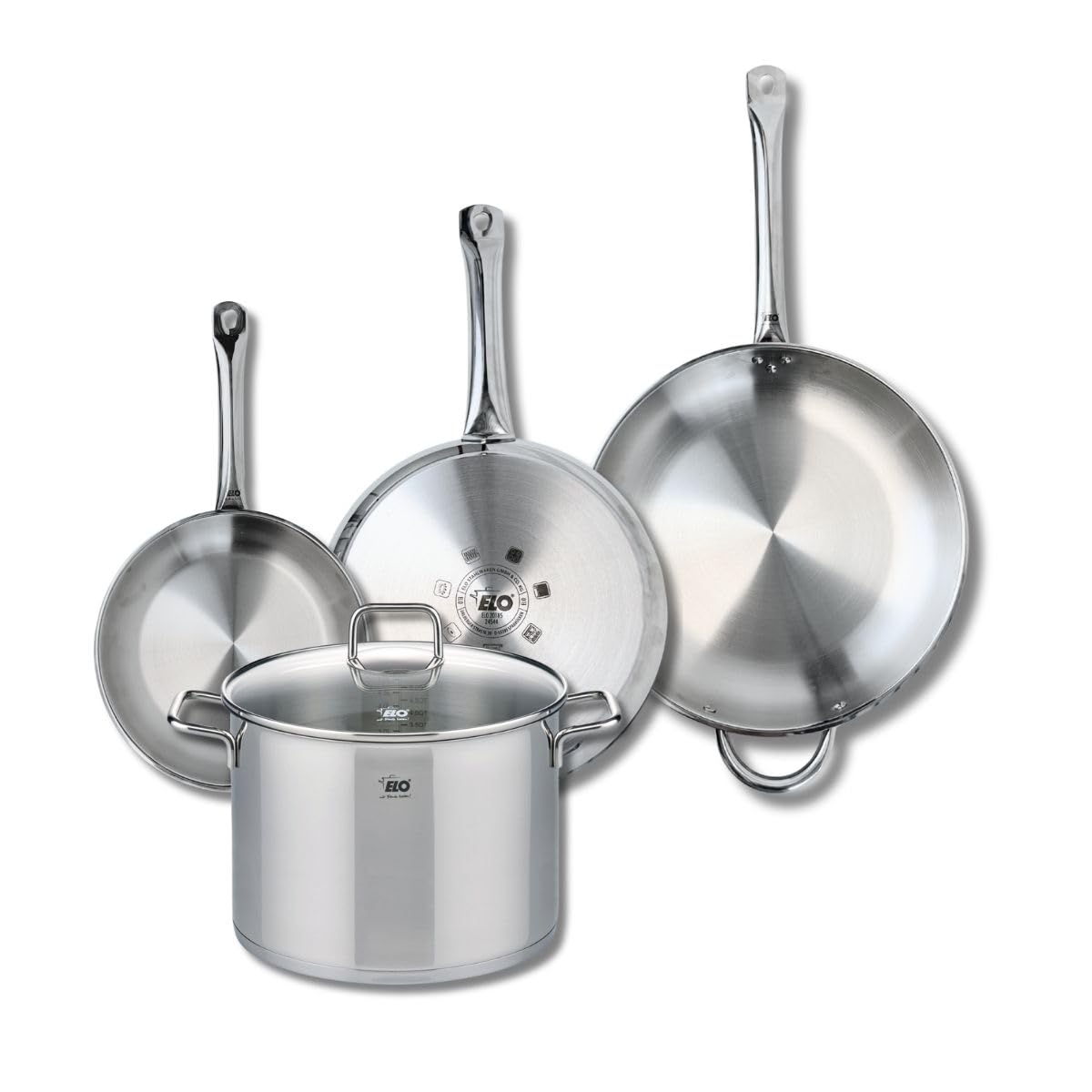 Elo Batterie de cuisine 3 poêles 24/28/32 cm et 1 faitout 26 cm