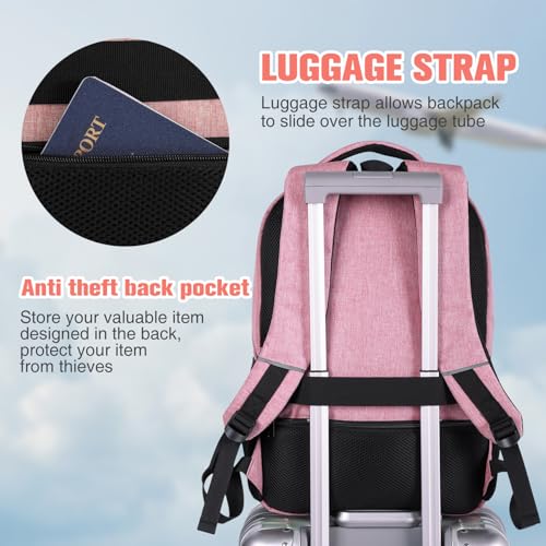 Image of Paude Backpack for Women and Teen Girls, School /College Laptop Bookbag for City Trip, Pink