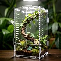 GTSEEMUU Faunarium, Insektenterrarium, Acryl-Terrarium, Allzweckbehälter für Reptilien, Amphibien, Sprungspinnen, Vogelspinnen, Schnecken, Frösche und Insekten, 12 x 11 x 20 cm