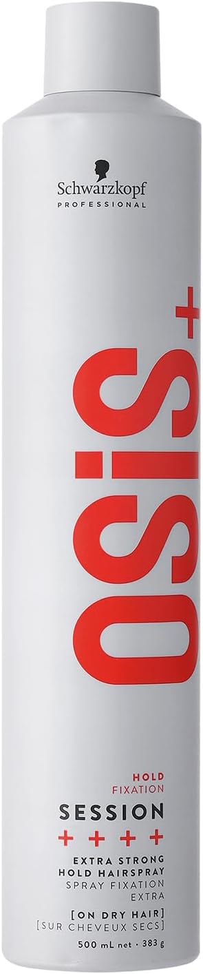 Schwarzkopf Professional OSiS Session Hairspray Long Lasting Wind Proof Brushable Finish Without Flaking Anti Humidity Heat Protection Extra Strong Hold 500 ml