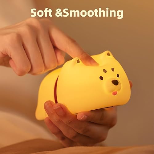 Miniatura 6 de Linda luz nocturna de cachorro para bebés y niños, luz nocturna recargable con control táctil con 3 brillos, luz cálida, temporizador y silicona