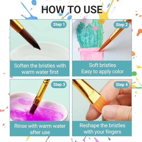 Quelcc 20 Pcs Paint Brushes, Paint Brush Set, Paint Brush, Small Paint Brushes, Acrylic Paints Brushes, Different Sizes, for Acrylic Oil Watercolor Gouache Face Painting(Light Blue) 5 Quelcc 20 Pcs Paint Brushes, Paint Brush Set, Paint Brush, Small Paint Brushes, Acrylic Paints Brushes, Different Sizes, for Acrylic Oil Watercolor Gouache Face Painting(Light Blue) - Image 5