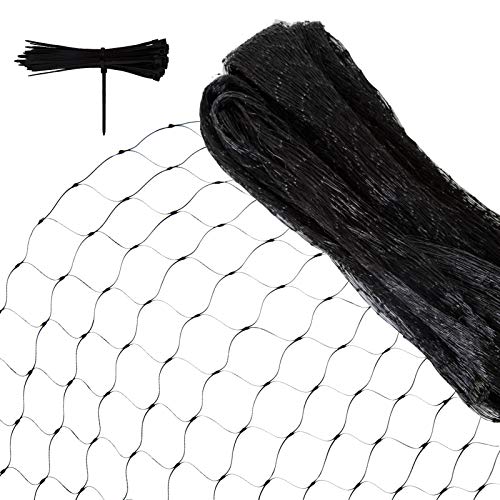 YHmall 6.8 x 30Ft Anti Bird Netting, Reusable Protective Garden Netting for Plants Fruit Trees Vegetables, Fruit Trees Netting for Against Birds and Animals(50 Pcs Cable Ties)