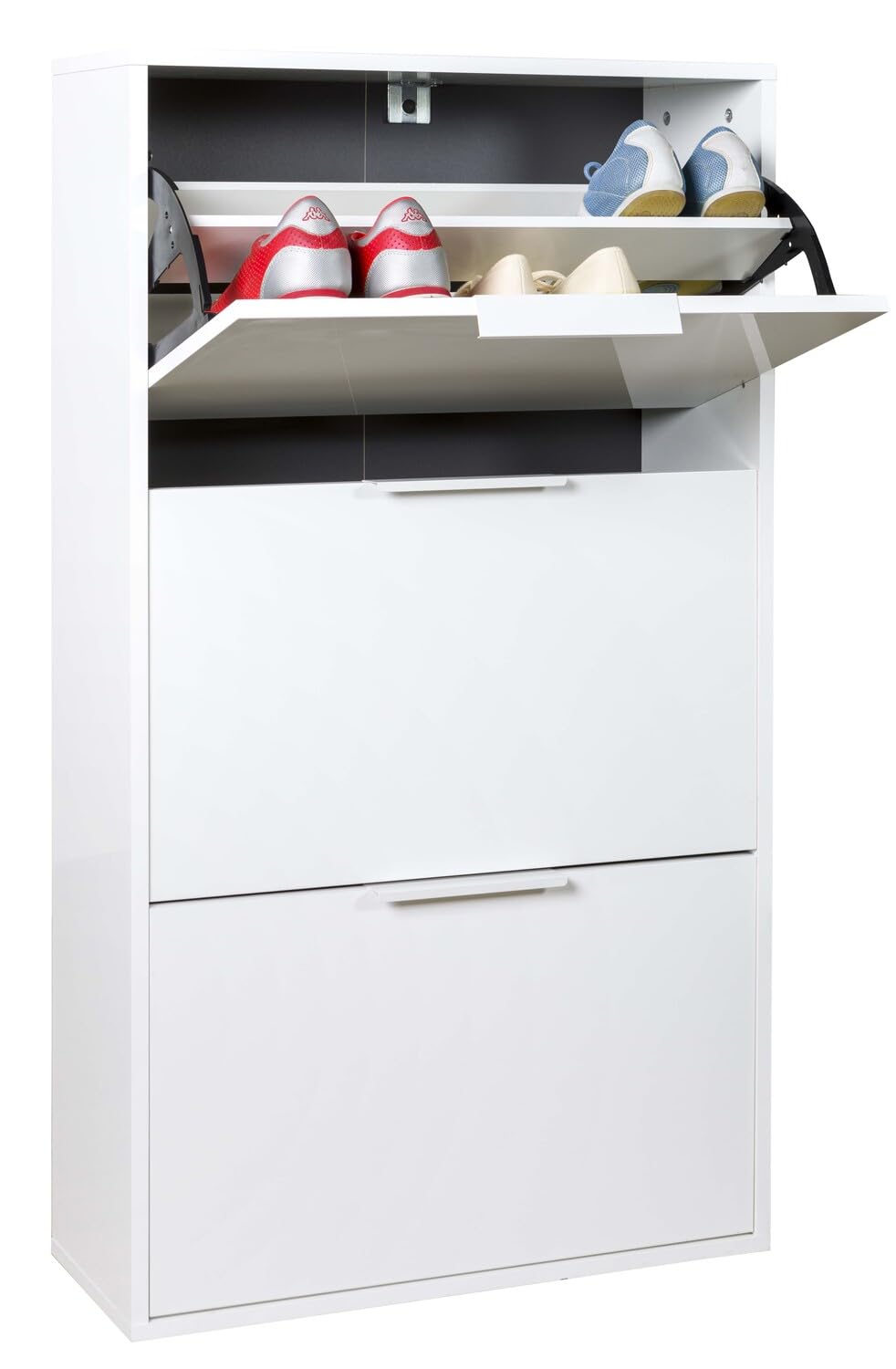 Composad | Scarpiera della Linea ESPRESSO Doppia Profondità, con 3 Ribalte, Scarpiera Salvaspazio, Ingresso, Ripostiglio, Portascarpe, (LxAxP) 65x119,5x25 cm, Colore Bianco, Made in Italy