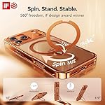 CASEKOO Cosmic Orange Glossy Stylish for iPhone 17 Pro Max Case [360 Spin Magnetic Stand][Fit for MagSafe][17FT Military Protection] Slim Polished for iPhone 17 Pro Max Case with Stand, Cosmic Orange - Image 3