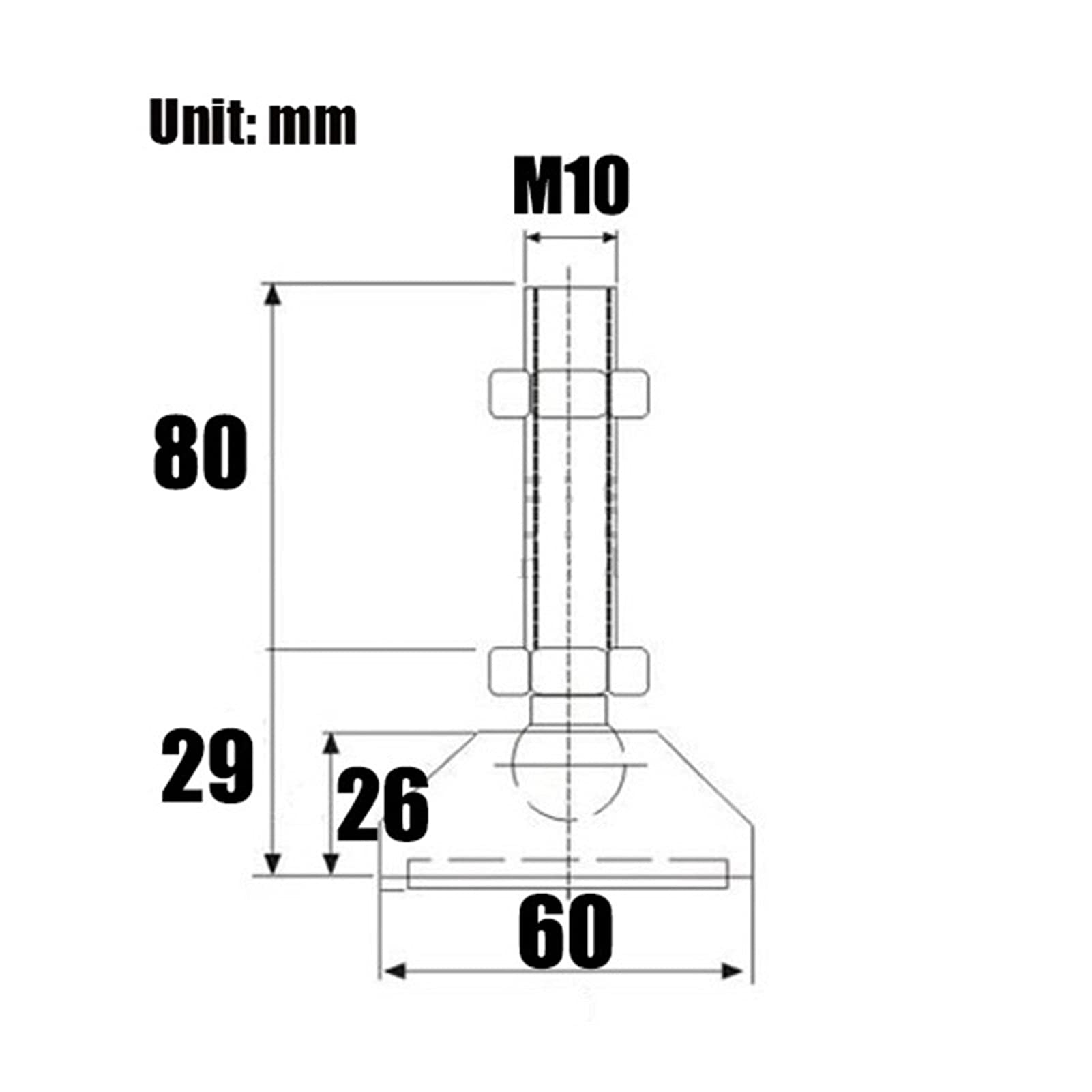 6 Piedini di livellamento Regolabili, Piedini di livellamento for mobili in Acciaio al Carbonio, livellatrice a Vite con Base in Nylon, Filettatura for Piedini di livellamento for macchinari e