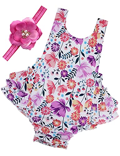 Image of PrinceSasa Baby Girl's Floral Print Ruffles Romper Summer Clothes