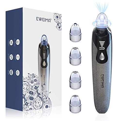 EWEIMA Limpiador de Poros, Succionador de Puntos Negros con 4 Cabezales de Succión y 5 Niveles de Succión Ajustables, Limpiador Acné Extractor de Succión Recargable USB, para Eliminar Espinillas, Acné