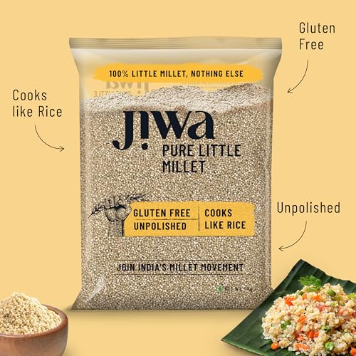 Image of Jiwa Pure Little Millet | Unpolished | Cooks In 15 Minutes | Positive Millet | Kutki /Samai /Same /Samulu Seeds | Ancient Grain | Low GI | Gluten Free | 1 Kg (Pack of 2)
