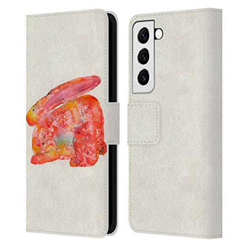 Carcasa de cuero Samsung Galaxy S22 5G Head Case Designs con tapa libro y diseño de conejo rojo