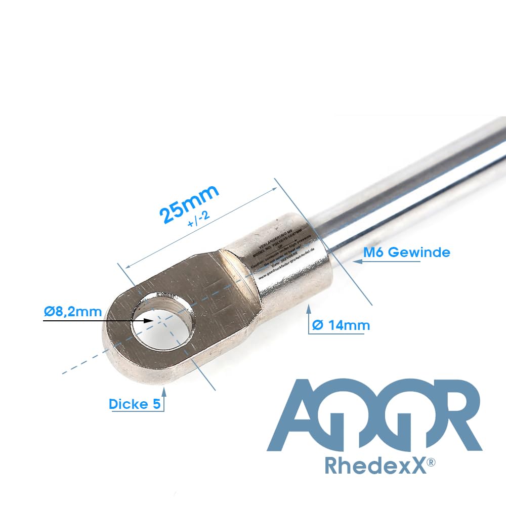 Muelle de gas con ojo articulado M6 560 mm/230 mm/50N-800N – Amortiguador de gas con ocular longitud – 560 mm, carrera – 230 mm, fuerza: 50 N – 800 N (560/230/600N)