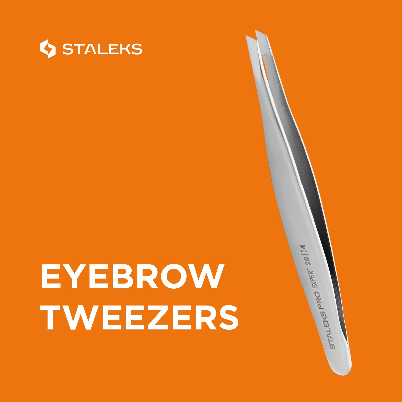 Staleks Pro Expert, Pinzas Profesionales de Cejas en Acero Inoxidable, Afilado Manual, Compactas, TE-20/4