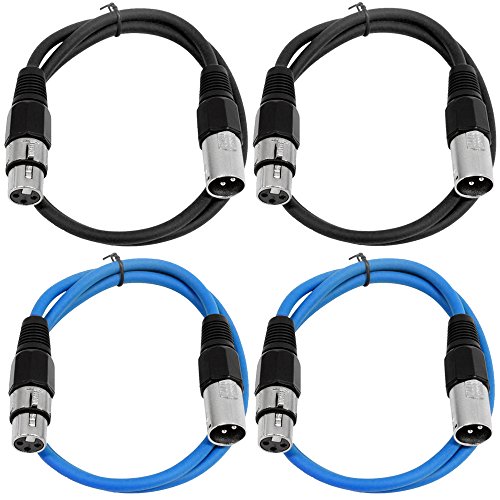 Up To 60% OFF Pack of 3 Foot XLR Male to XLR Female Patch Cables Balanced Cord Black and Blue