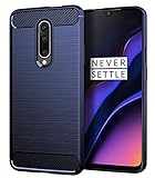 OnePlus 7 Pro Case,UCC Shock Resistant Brushed Flexible Soft TPU Bumper Cover Phone Protective and Carbon Fiber Design for OnePlus 7 Pro(Blue)