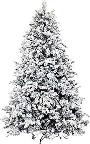 Albero Di Natale Innevato H.210 Cm Con Apertura Ad Ombrello
