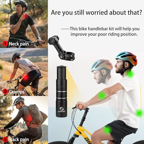 groword Bike Stem Riser,Adjustable MTB Stem,28.6mm Bike Fork Aluminum Adjustable 150mm,Bike Stem 31.8mm,Adjustable 120 Degree 120mm,Suitable for Mountain Bike, Road Bike, MTB, BMX