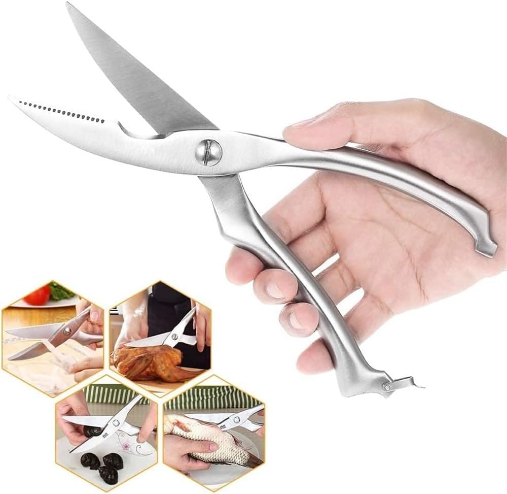 Kitchen Scissors, Multi-functional Stainless Steel Strong Chicken Bone Shears, Cooking Tools