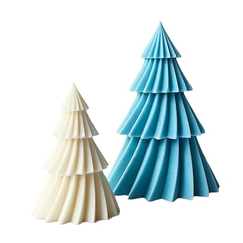 Topys Large Christmas Tree Silicone Candle Mold, Diy 3D Spiral Cone Shape Mold,Folding Cone Christmas Tree For Candle Making, 3D Geometric Spinning Pillar Molds For Christmas Ornament(4.8") #TOP7