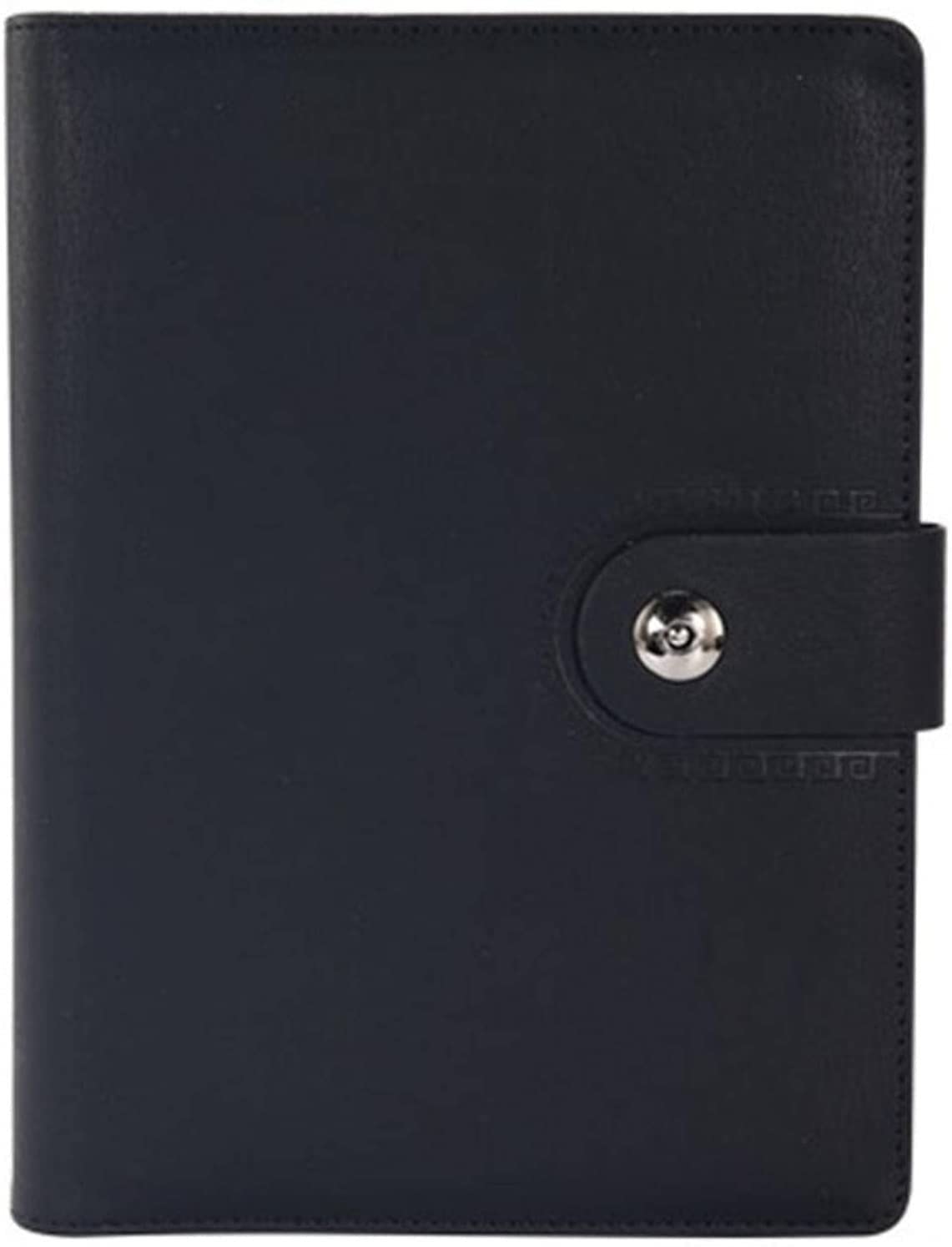 AMYSTY Cuaderno Libreta Escuela 200 páginas Simple PU Cover A5 Notebook for oficina de negocios Escuela Papelería Diario Cuaderno Empresarial(Black)