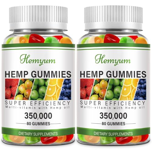 Hemp Gummies 2 Packs - for Sleep, Pain, Anxiety - High Potency Pure Organic Supplement - with Natural Hemp Oil Extract Gummy Edibles Vegan, Non-GMO