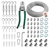 Gartstary 50m cable acier 3mm Épaisseur - 70pcs kit câble acier inoxydable 304 avec tend...