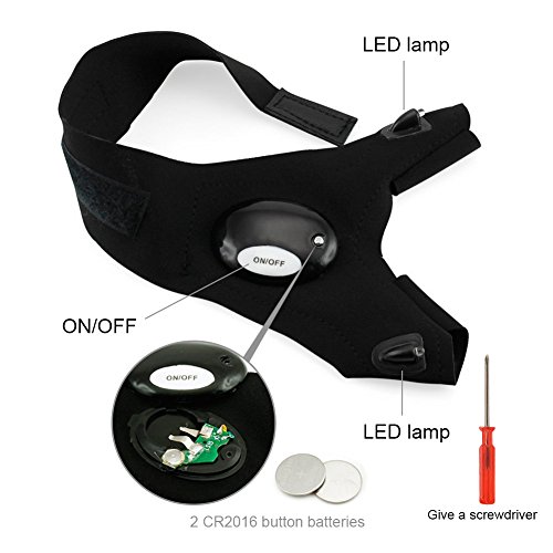Mylivell LED Flashlight Glove Outdoor Fishing Gloves with Stretchy Strap Screwdriver for Repairing Cars Night Running Fishing Camping Hiking in Dark Place (Left) - Thumbnail 3