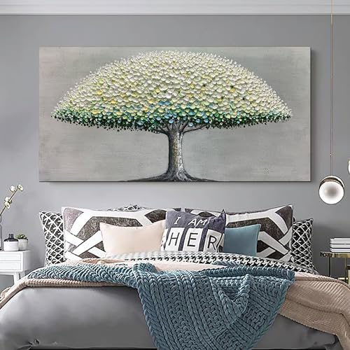 Yotree Tree Painting, 24x48 Inch Oil on Canvas Abstract Artwork,