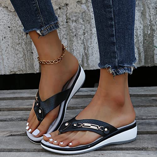 Timifis Orthopedic Sandals For Women Arch Support Slip On Flip Flops Casual Comfortable Wedge Sandals Vintage Flip Flops #TOP1