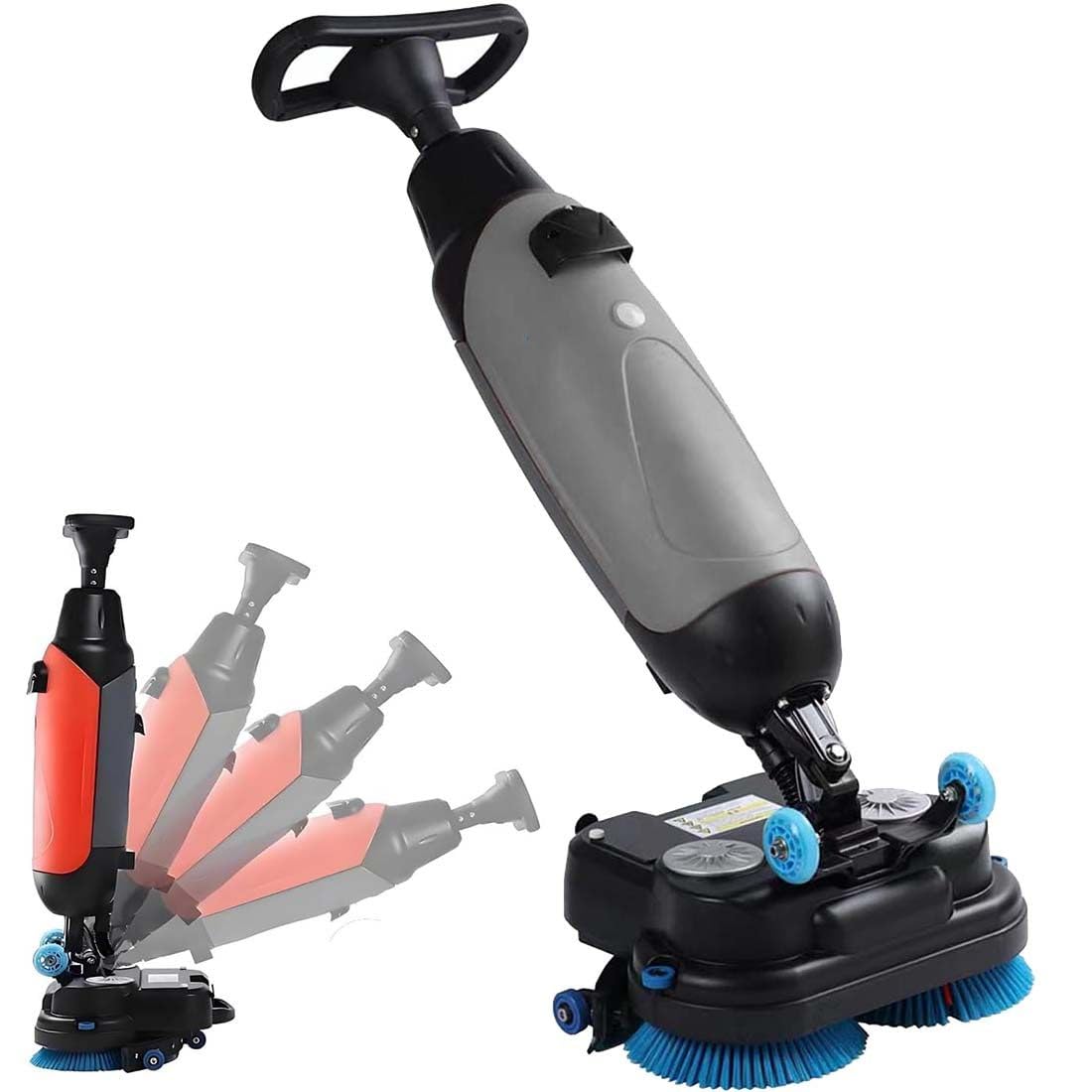 Máquina de limpieza de suelos, limpiador resistente de 17 pulgadas para suelos duros y alfombras, incluye 2 cepillos y 2 almohadillas de limpieza, ideal para limpieza profunda y pulido