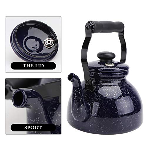 HEMOTON Apito de bule de chá esmaltado, apito, chaleira, fogão, água, chaleira, água, fervente, cozi
