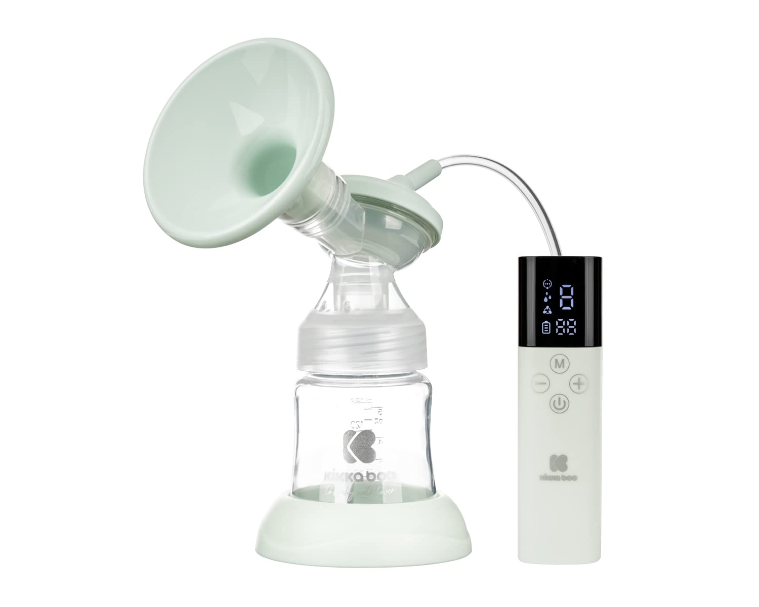 Tiralatte elettrico Kikkaboo Bottiglia Caily 150ml Funzione memoria Touchscreen, colori:verde chiaro