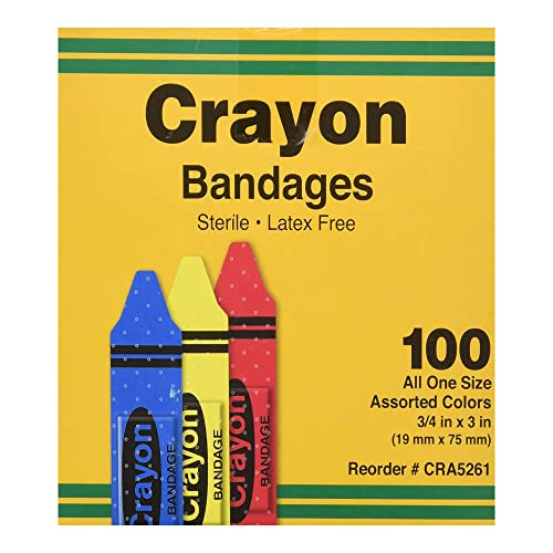 ASO Kid Design (Assorted Crayon) Plastic Adhesive Bandage Sterile .75 x 3 100 per Box