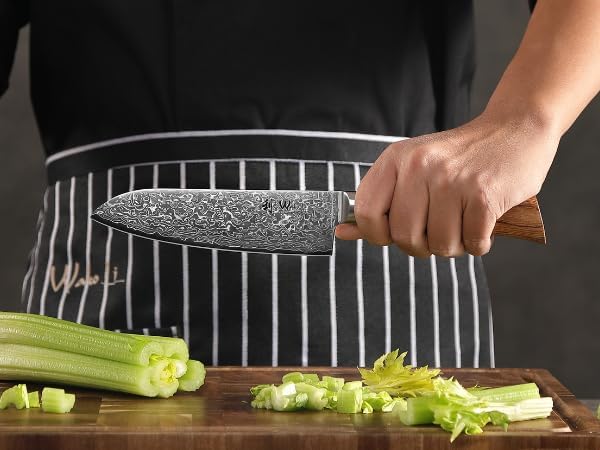 Wakoli 3-Piece Damascus Knife Set – Edib Pro Series with Wooden Gift Box – Kitchen Knife with VG10 Steel Core, 2 Santoku Knives & Paring Knife - Image 5