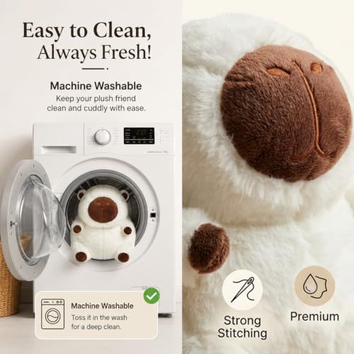 Image of FuzzyTales White Capybara Soft Toy | Soft Stuffed Plush Animal for Kids & Adults | Kawaii Cute Animal Toy for Cuddles & Room Decor | for Birthday Gifts, Thanksgivings and Every Event (25cm White)